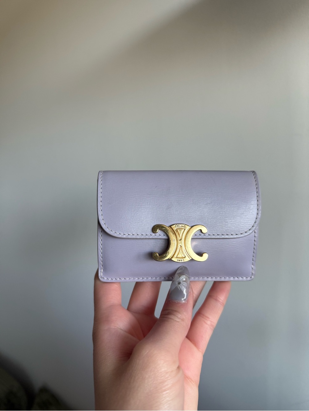 Lilac Triomphe Leather Card Wallet